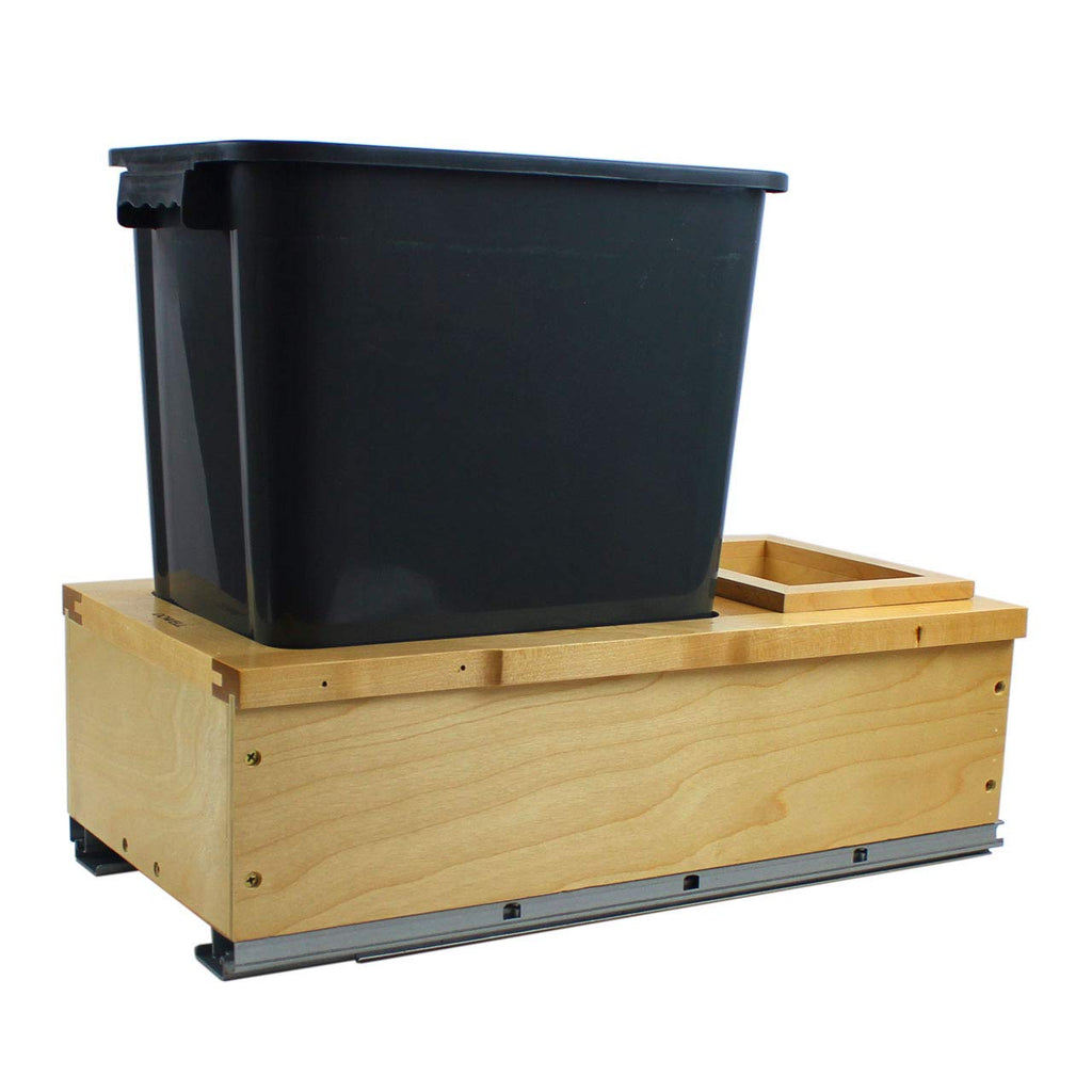 Dowell B15 Wood Base Wastebasket Pullout with 20Qt Plastic Bin (4006 0115)
