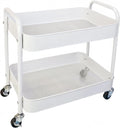 2 Tier Metal Rolling Cart with Wheels for Under Desk Storage & Pantry Storage, High Load-Bearing