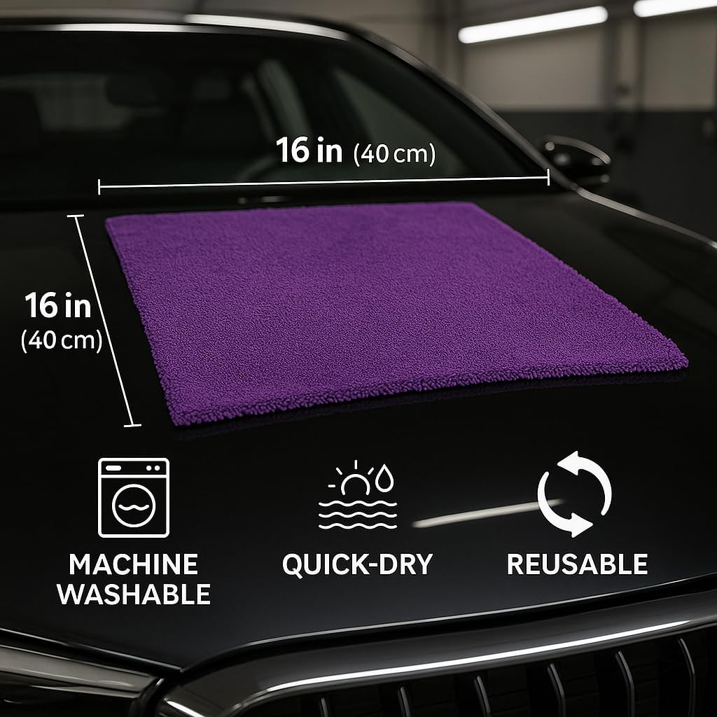 Paks Edgeless Microfiber Towels for Cars - 16x16 Microfiber Cleaning Cloth - 10-Pack Extra