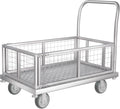4-in-1 Platform Truck Cart with Cage, Multi-Purpose Heavy Duty Steel Flatbed Cart with 2200lbs