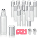 12 Pack Essential Oil Roller Bottles,10ml 0.34oz Empty Frosted Glass Roller Bottles with Stainless