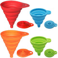 KongNai Kitchen Funnel Set 4 Pack, Small and Large, Kitchen Gadgets Accessories Foldable Silicone