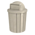 42 Gallon Slated Circle 100% Recycled Plastic Commercial Outdoor or Indoor Trash Can with Push Open