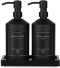 Matte Black Soap Dispenser Set, 17 OZ Hand and Dish Soap Dispenser Set, Bathroom Refillable Soap