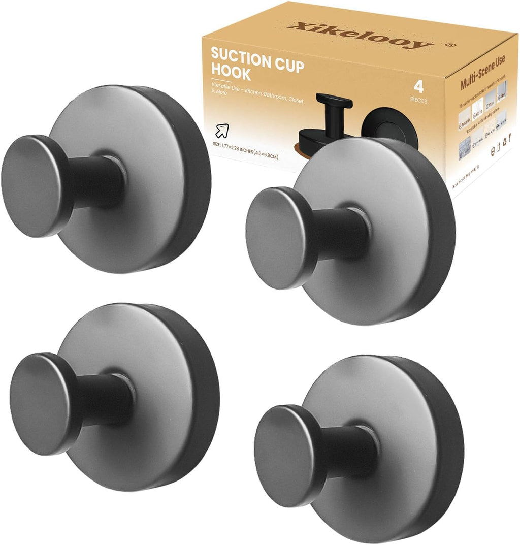 4 Pcs Suction Cup Hooks for Shower，Removable Hooks，Towel Hook，Suction Hook for Bathroom, Bedroom