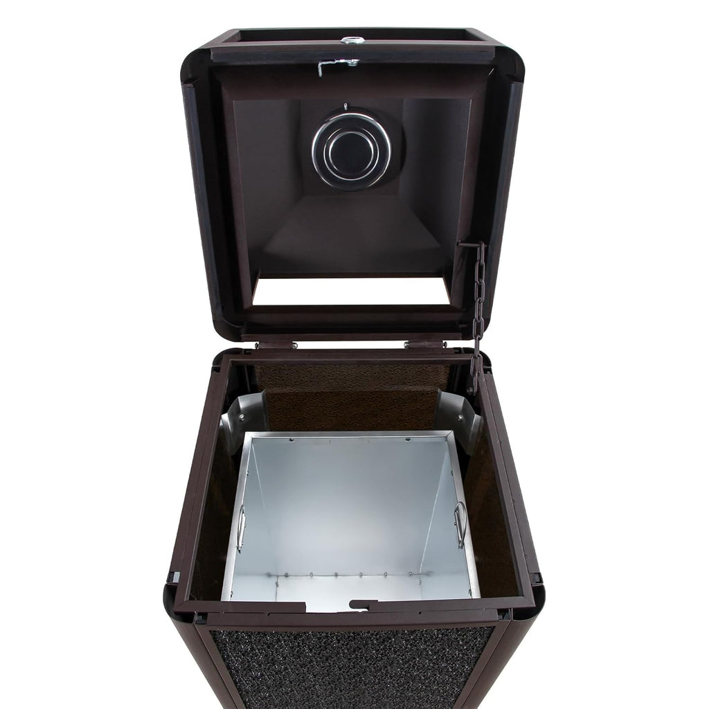 Square Waste Container with Dome Lid | Commercial Outdoor Garbage and Trash Container,Coffee 15