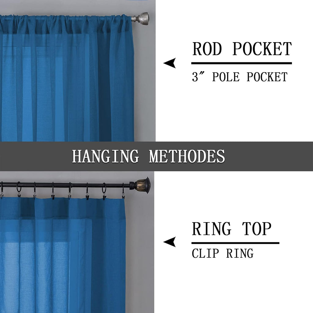 Tollpiz Short Sheer Curtains Linen Textured Bedroom Curtain Sheers Light Filtering Rod Pocket Voile