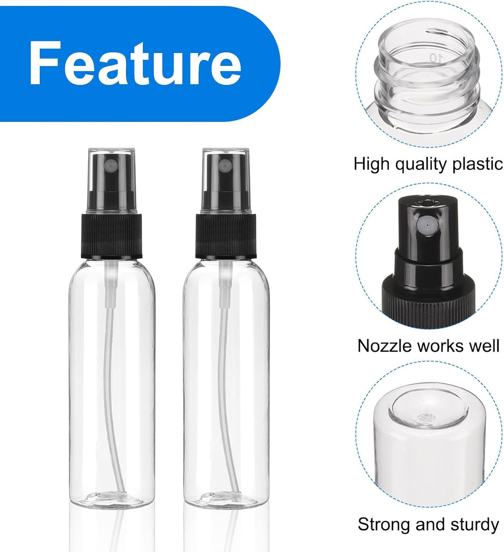 uxcell 20 Pack Spray Bottles, 2 Oz/60ML Clear Empty Mist Plastic Mini Travel Bottle Set,Small