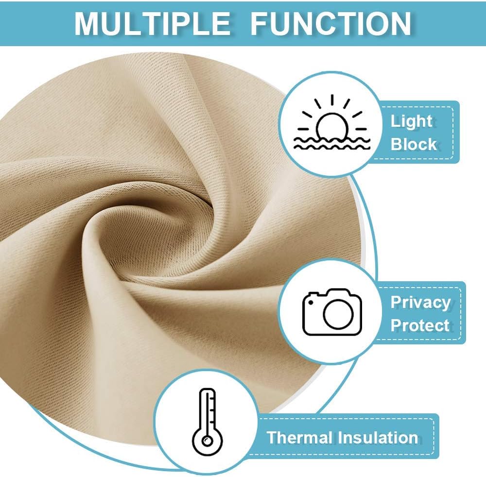 RYB HOME Small Curtains for Kitchen Window - Blackout Privacy Portable Curtain Set for Bedroom