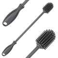 Silicone Bottle Brush with Long Handle, 12.5" Bottle Cleaning Brush, Gray
