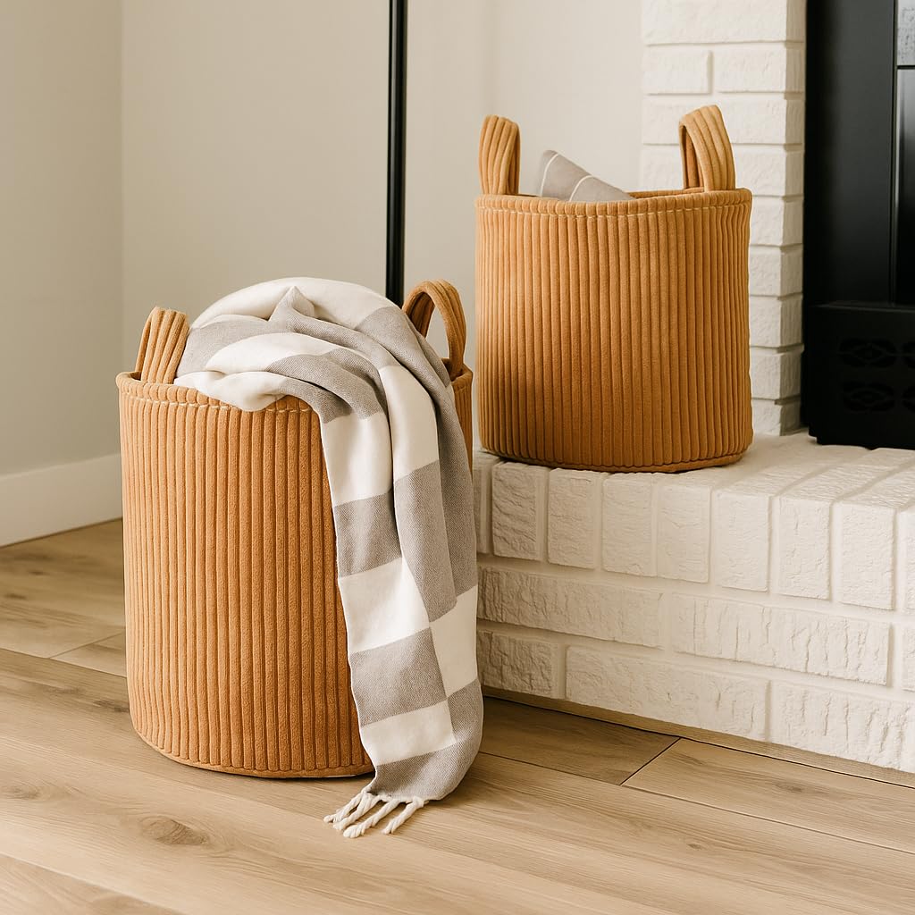 PUTSKA Blanket Basket – Round Storage for Toys and Blankets, Clothes, Stuffed Animals – Soft Baby