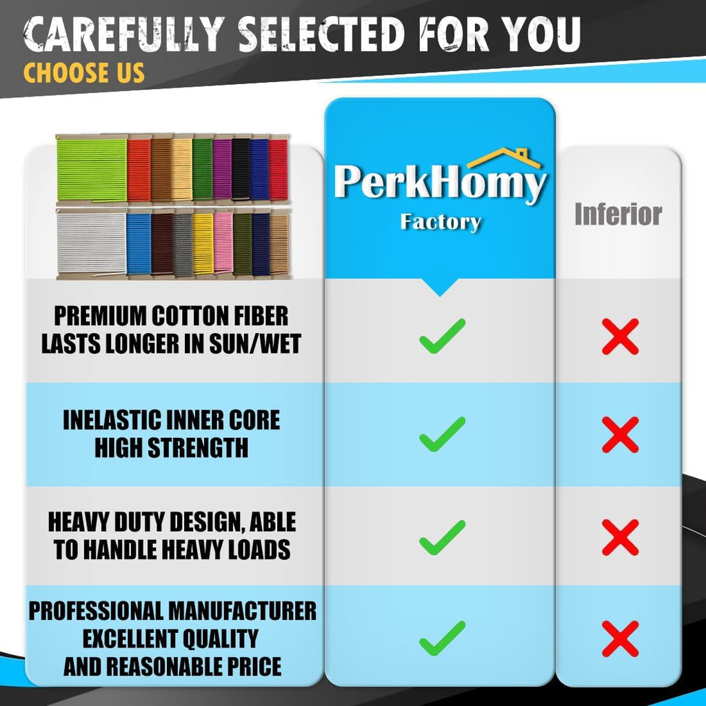 PerkHomy Cotton Rope 3/16" (5mm) 50 ft Multi Purpose Utility Diamond Braided Cord, Natural Cotton