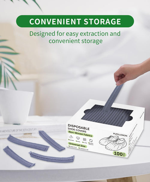 100Pcs(50 Pairs) Non-Woven Shoe Covers Disposable Non Slip for Indoors, Breathable | Durable | Boot