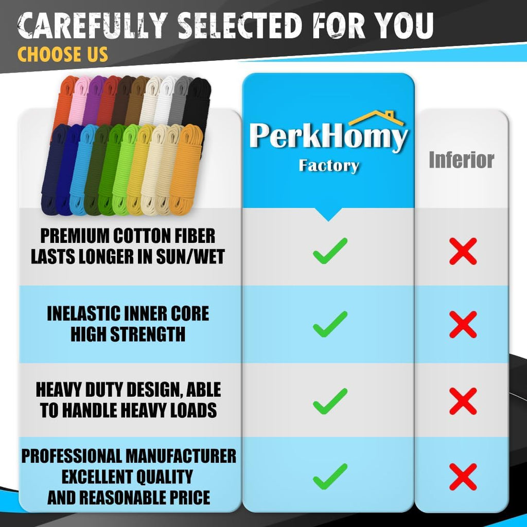 PerkHomy 100 ft 3/16" (5mm) Cotton Rope Multi Purpose Utility Diamond Braided Cord, Natural Cotton