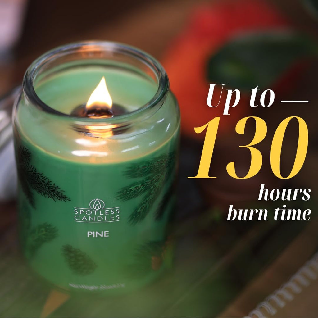 Pine Candle - Large 22oz Glass Jar with Wooden Wick 130 Hours Burn Time - Decorated Jar Within a