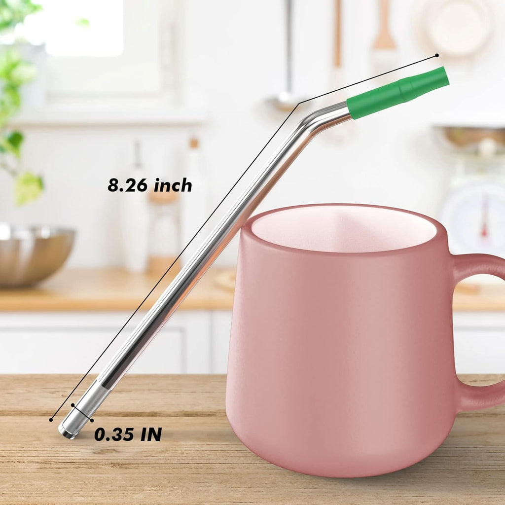 (4 Pack) Stainless Steel Straws Long Metal Straws with Cleaning Brush, Removable Filter, Size 8.26
