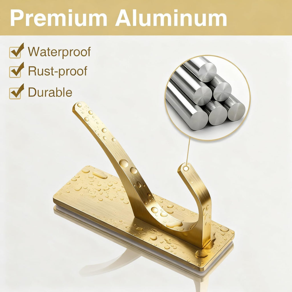 pickpiff Self Adhesive Coat Hooks for Hanging, Heavy Duty Stainless Double Wall Hook for Towel