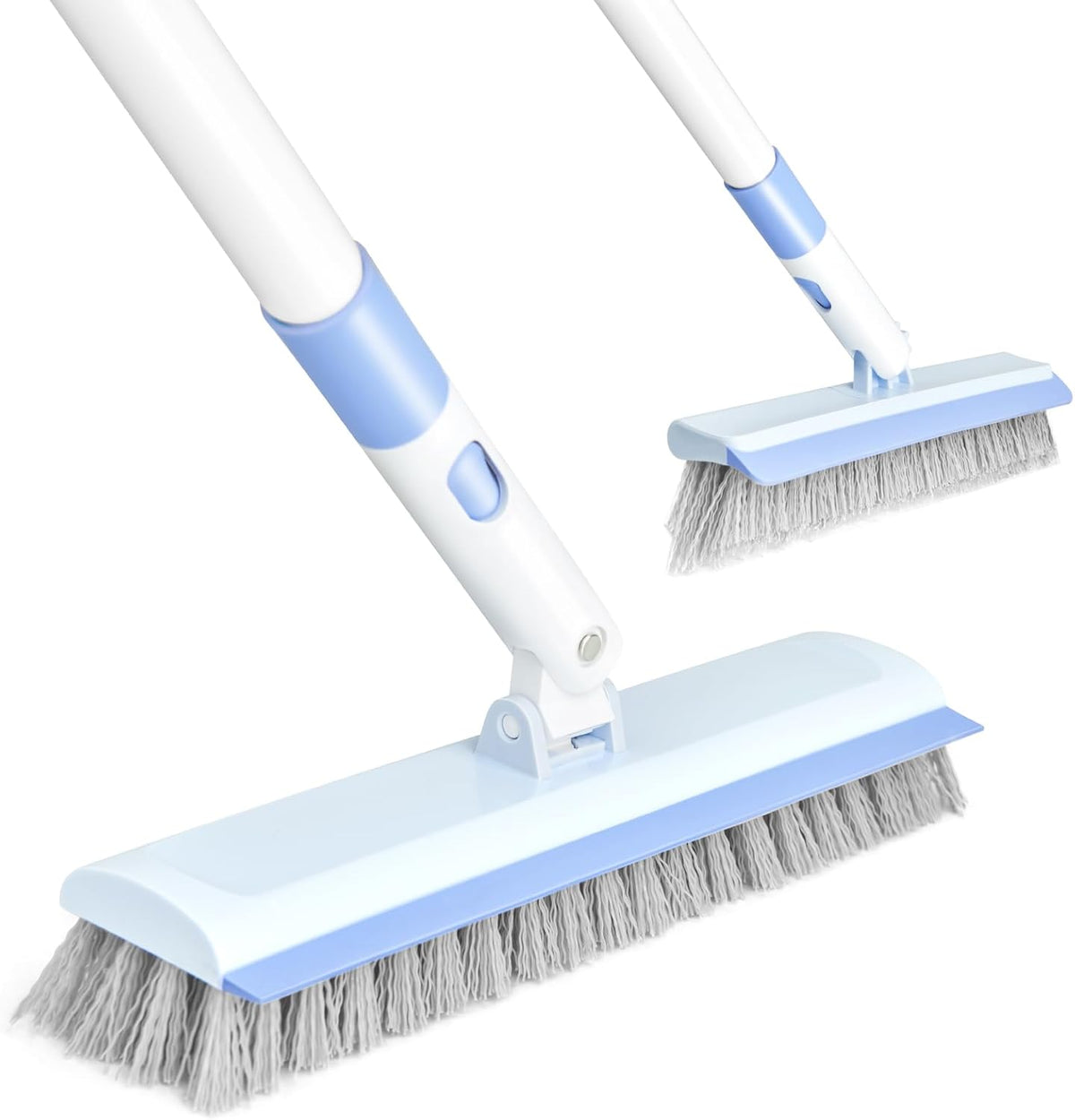 Floor Scrub Brush and V-Shape Grout Brush with Long Handle 3 in 1 Replaceable Head Scrape Brush