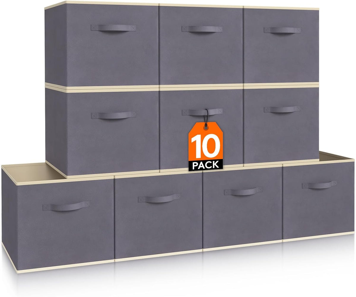 Lifewit Set of 10 Fabric Storage Cubes, Foldable Storage Box, Storage Box with Handles, Basket and