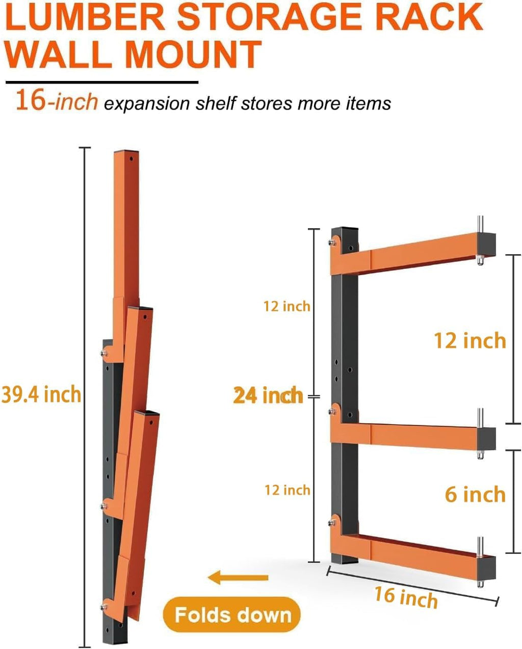 Lumber Storage Rack Wall-Mounted Lumber Racks Heavy Duty Wood Storage Rack with 9-Level Holds Up