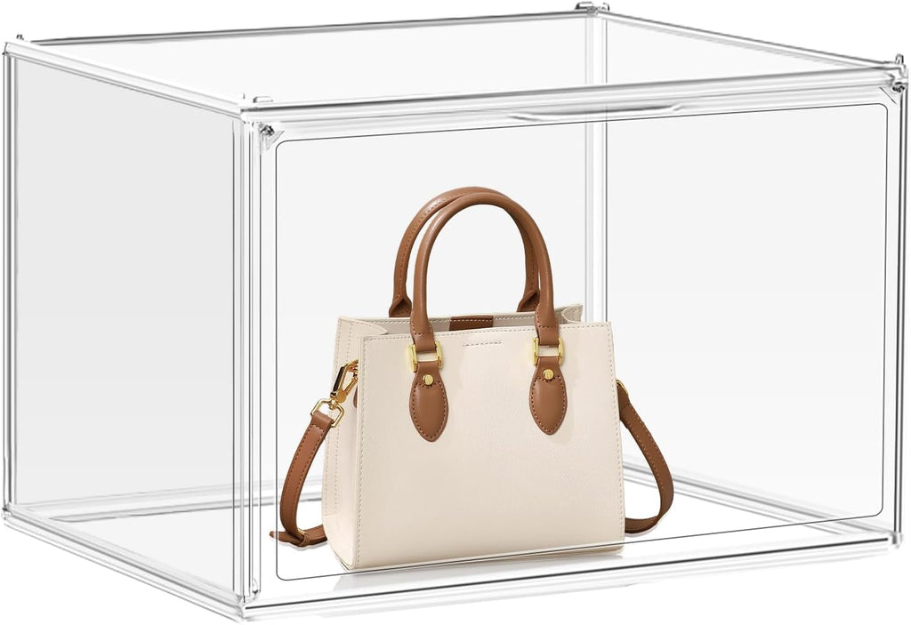 1Pack Clear Stackable Plastic Storage Bins with Magnetic Lid, X-Large Acrylic Display Cases for