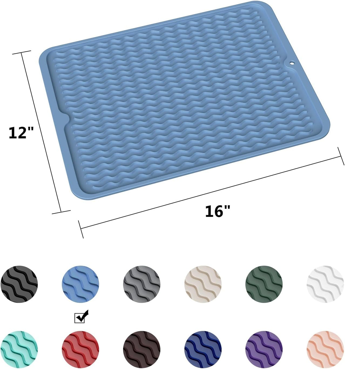 ZLR Silicone Dish Drying Mat for Kitchen Counter, Eco-Friendly Fast Dry Dish Mat, Easy Clean Multi