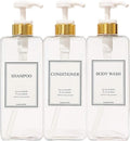 Modern Gold Design Large 27 oz Shampoo and Conditioner Dispensers - Empty Plastic Refillable Pump