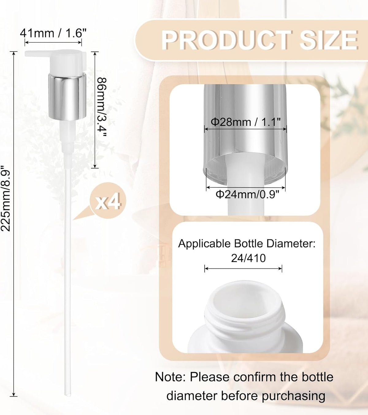 uxcell 4 Pcs Soap Dispenser Pump Heads, Hand Soap Dispensers Top Pumps Replacement Clip-on Pumphead
