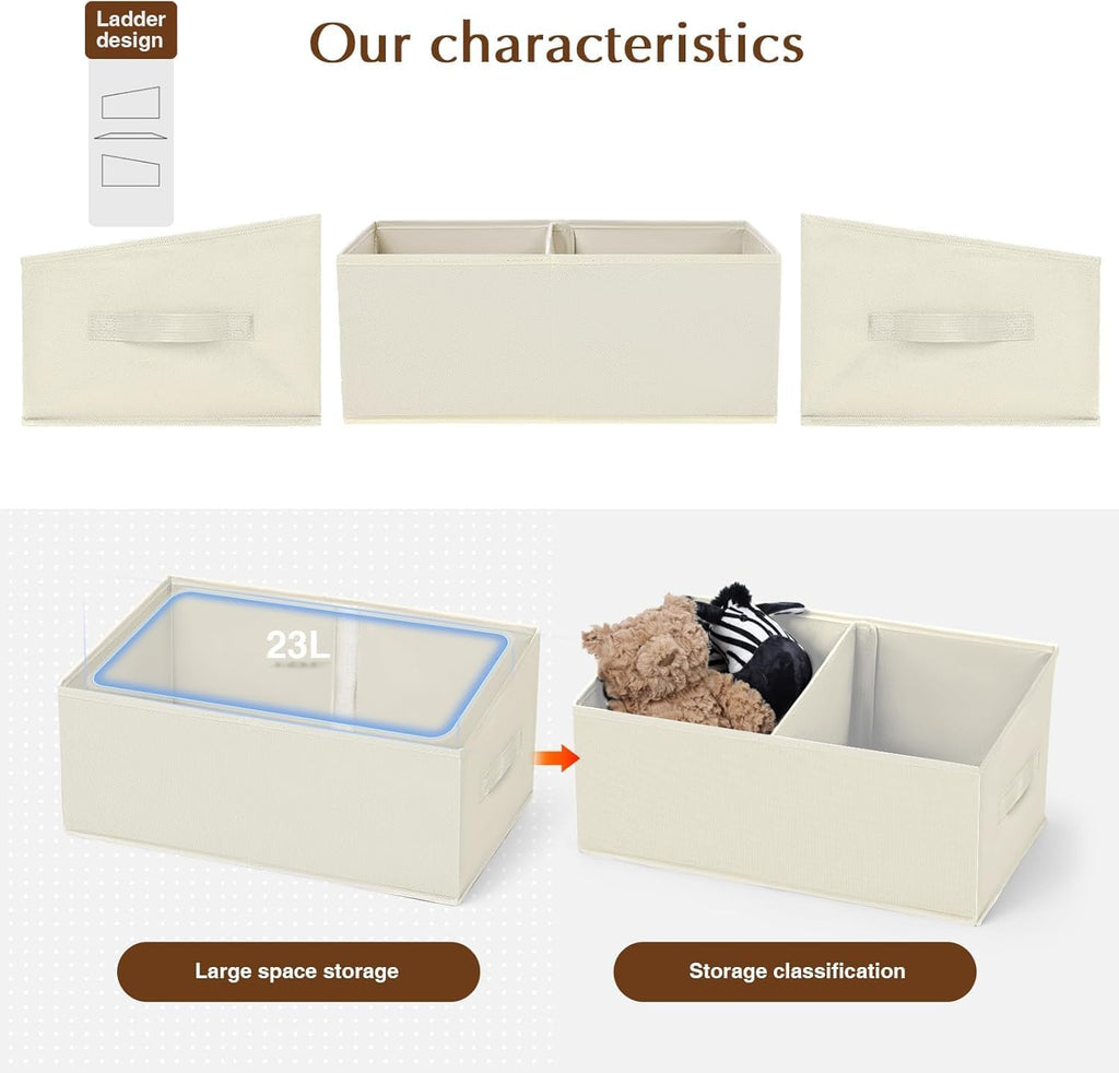 DIMJ Closet Storage Bins, 6 Pack Storage Baskets for Shelves, Foldable Shelf Organizer with Handle