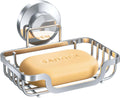 LEVERLOC Soap Dish, Soap Bar Holder for Shower Suction Cup Wall Mounted, Stainless Steel