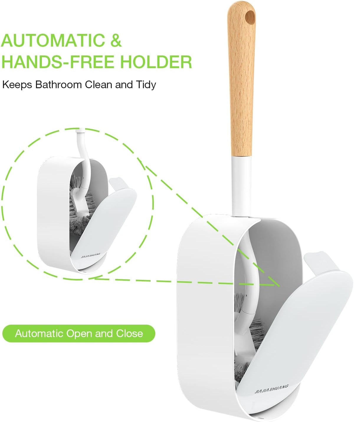 Bamboo Toilet Brush Set, 2 Pack with Ergonomic Design, Compact Size, Durable Bristles, Wooden