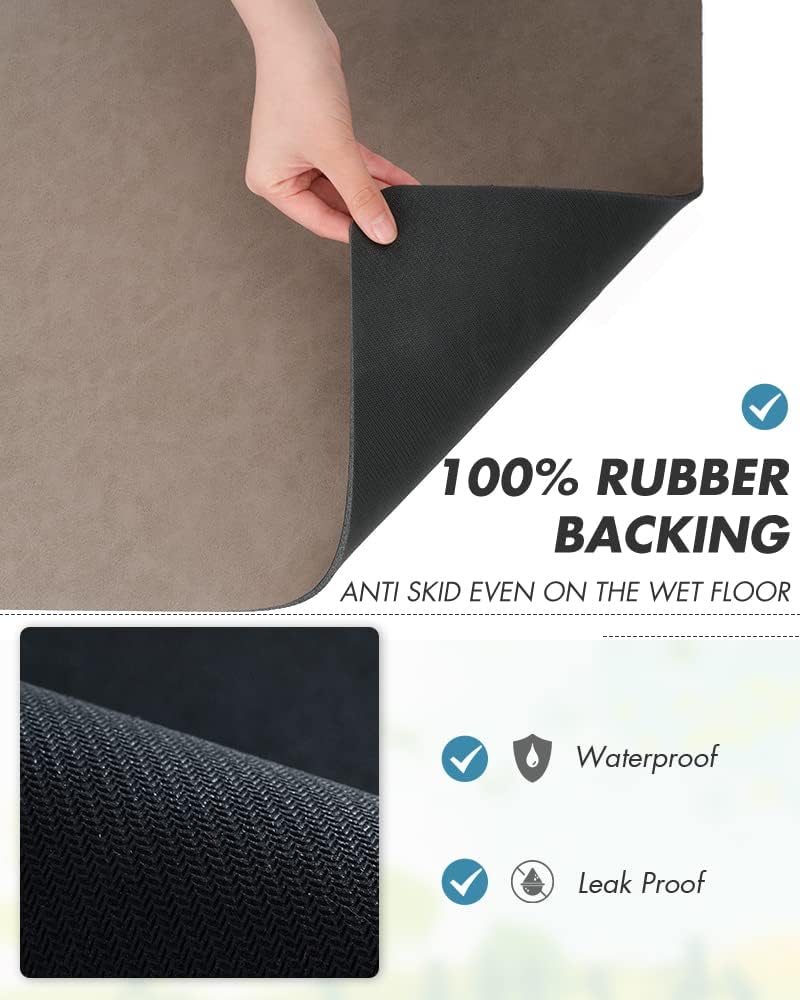 AMOAMI Coffee Mat Hide Stain Rubber Backed Absorbent Dish Drying Mat for Kitchen Counter - Fits