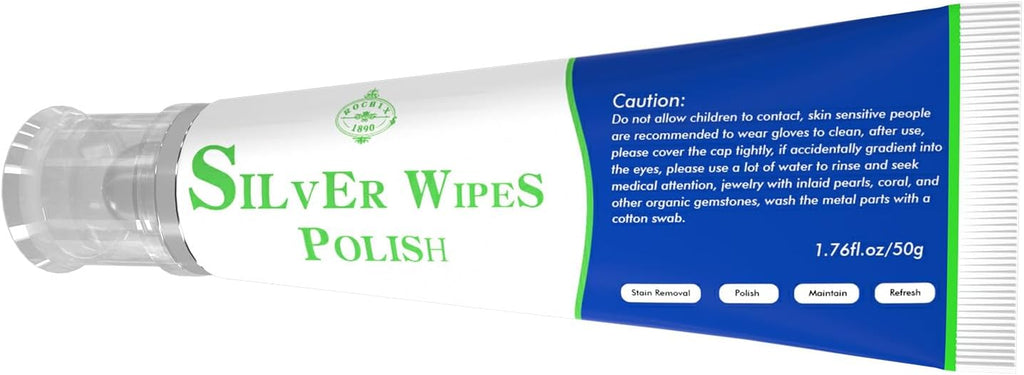 Silver Wipe Polish Cleaner Removes Surface Oxidation Tarnish from Sterling Silver, Silver and Gold