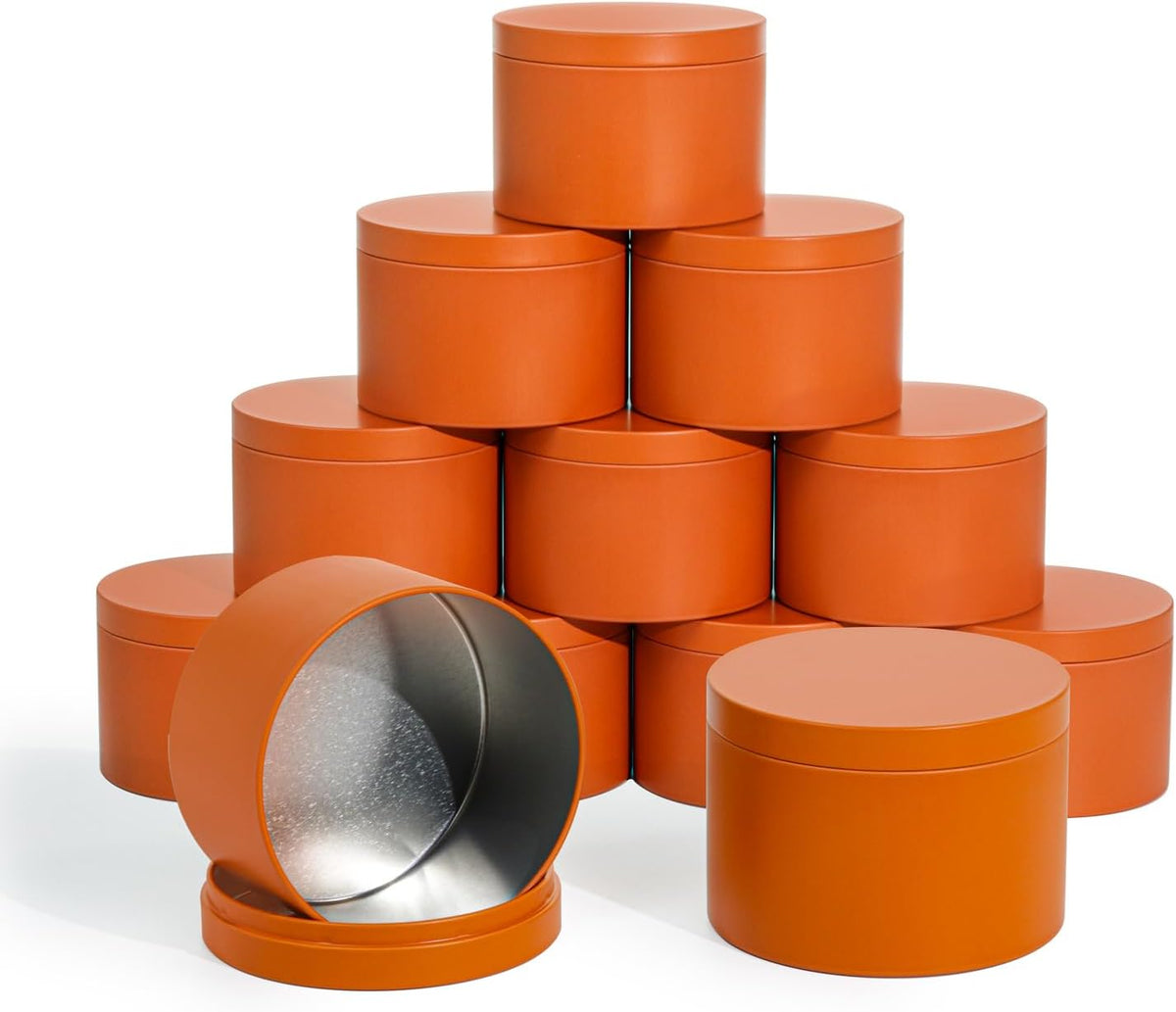 Candle Tins with Lids, 3 Wicks Containers 12 Pack 14oz/420ml Seamless Bulk for Candle Making