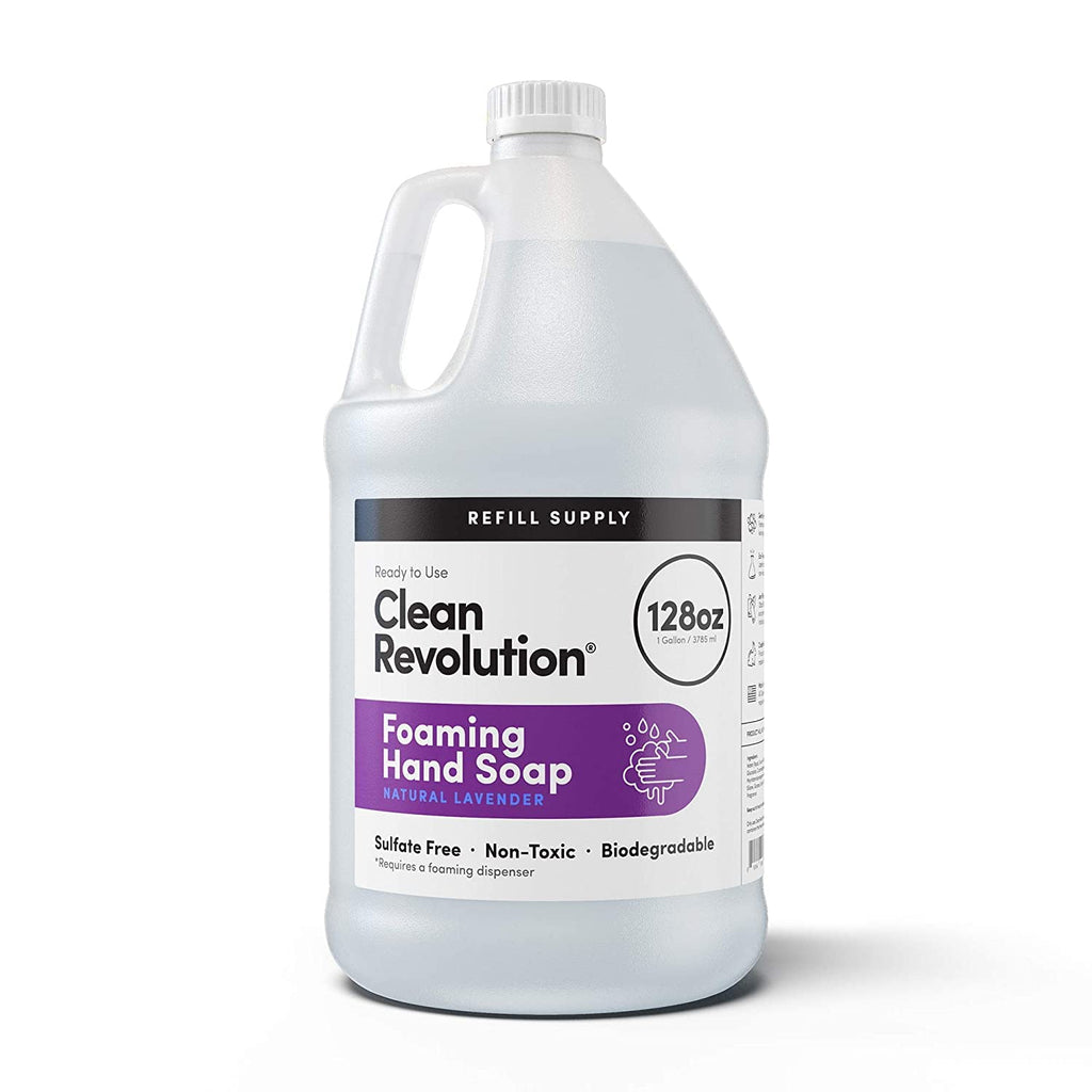 Clean Revolution Foaming Hand Soap Refill Supply Container. Ready to Use Formula. Natural Lavender