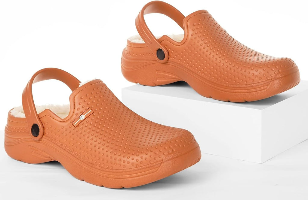 Womens Mens Fur Lined Clogs Waterproof Garden Shoes Winter Warm Fleece Lining Fuzzy House Home
