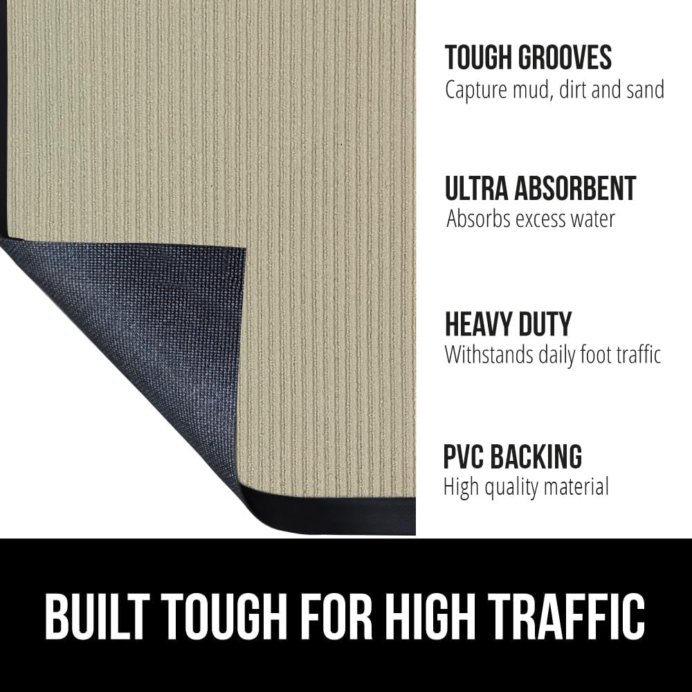 GORILLA GRIP Traffic Guard Door Mat, 2 Pack, Heavy Duty Waterproof Doormat, Commercial Office Space