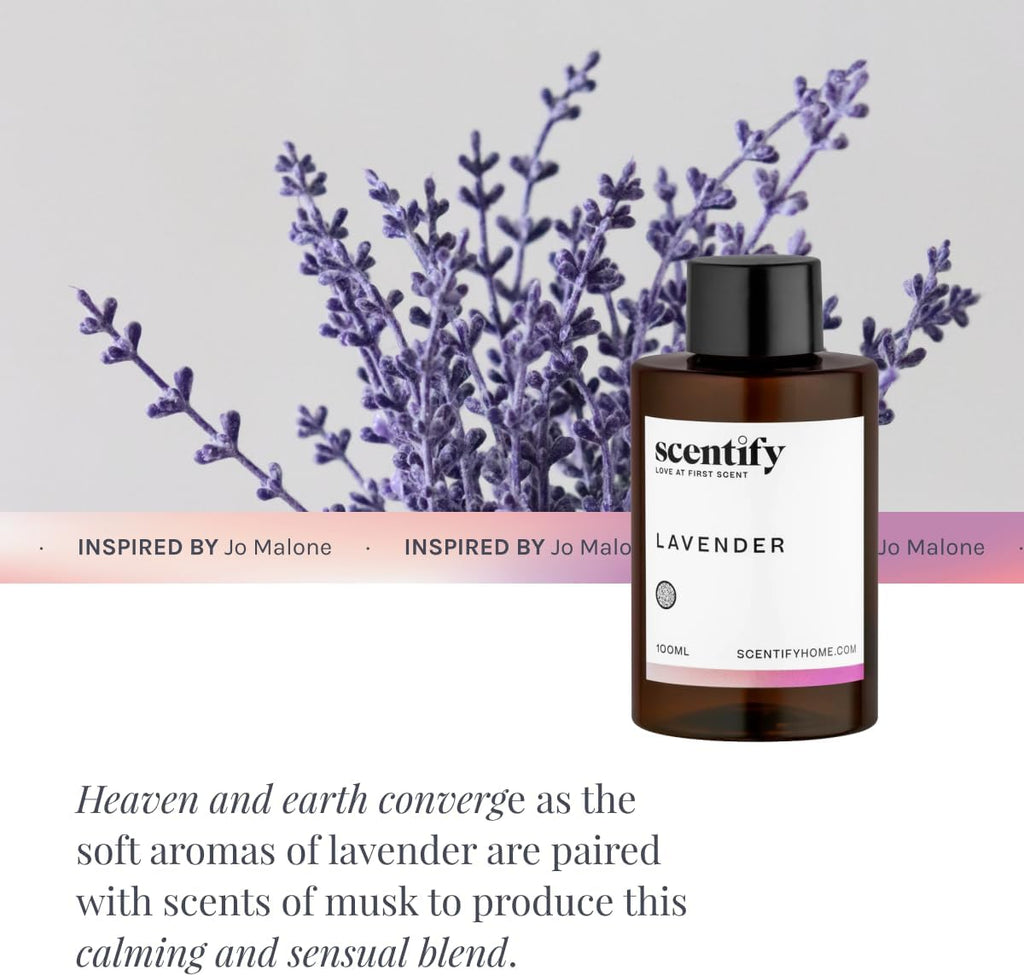 Scentify Lavender Musk Aroma Oil Refill Scent for Oil Diffusers - Bergamot, Vanilla, Cedarwood