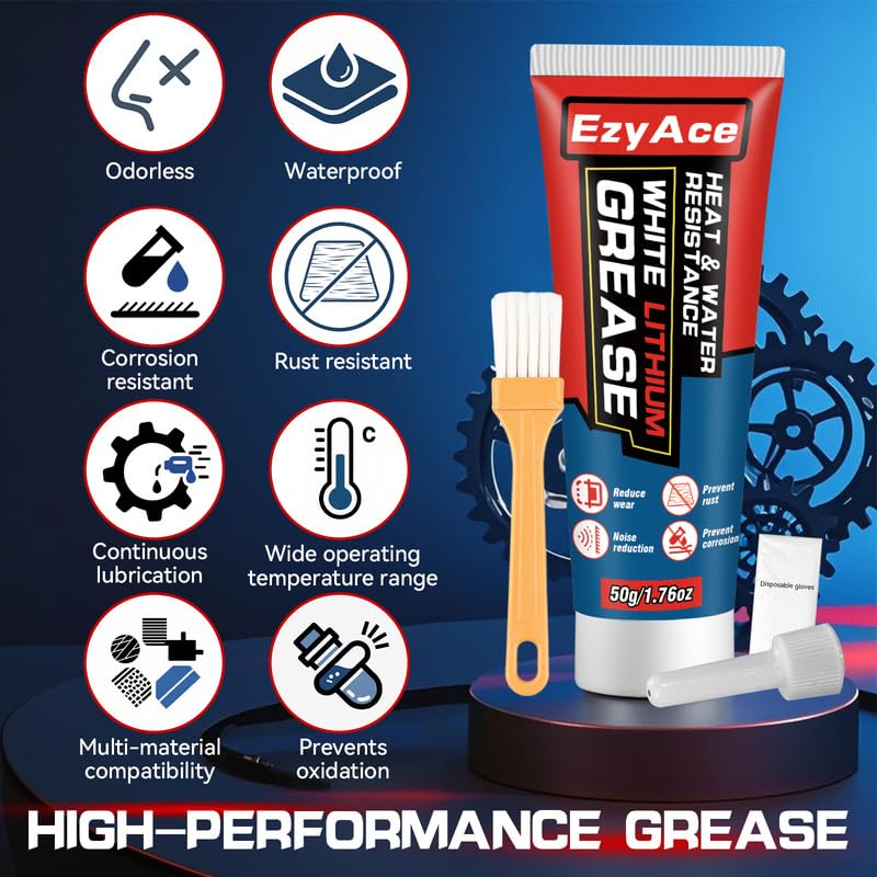 White Lithium Grease, Garage Door Lubricant, Multi-Purpose Bike Grease for Hinges, Bearings, Gears