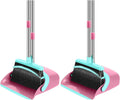 Broom and Dustpan Set, 52-in Long Adjustable Handle Broom Dustpan Combo with Dust pan Teeth to