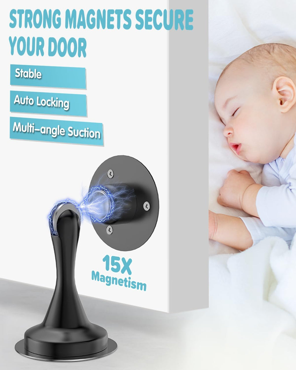 Door Stoppers Magnetic Door Catch - 1 Pack Stainless Steel Heavy Duty Door Stops for Bottom of