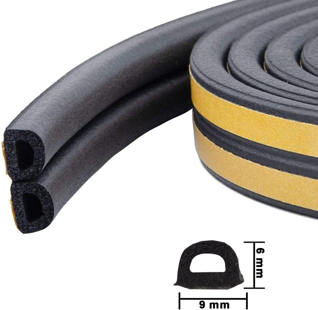 Weather Stripping Seal Strip Tape, Doors Windows Frame Self Adhesive D Type Foam Sealing Tape