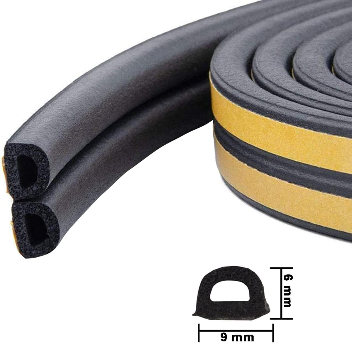 Weather Stripping Seal Strip Tape, Doors Windows Frame Self Adhesive D Type Foam Sealing Tape