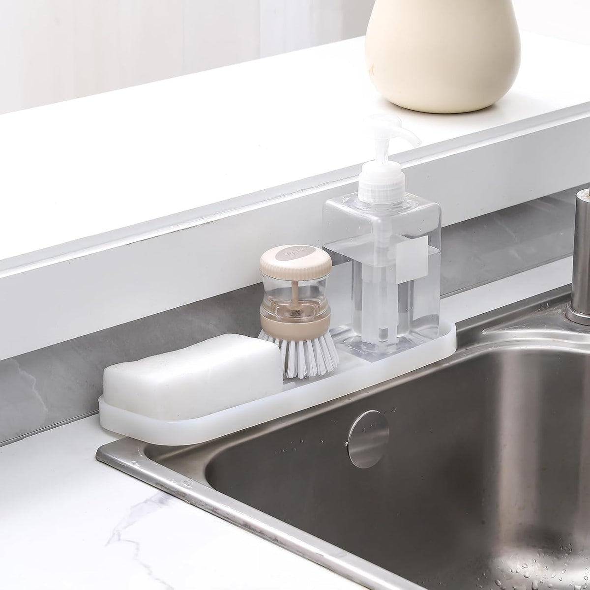 Silicone Kitchen Sink Organizer Tray for Multiple Usage,Easy Clean Sponges Holder for Kitchen