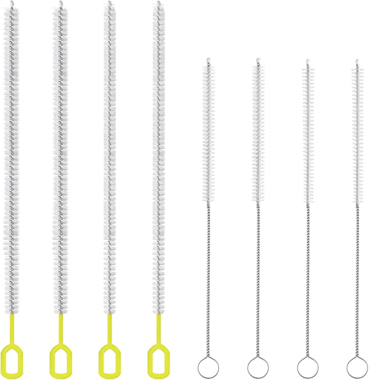 8-Piece Straw Cleaner Brush Set for Cleaning Straws - (4-Size) Extra Long Nylon Pipe Cleaners