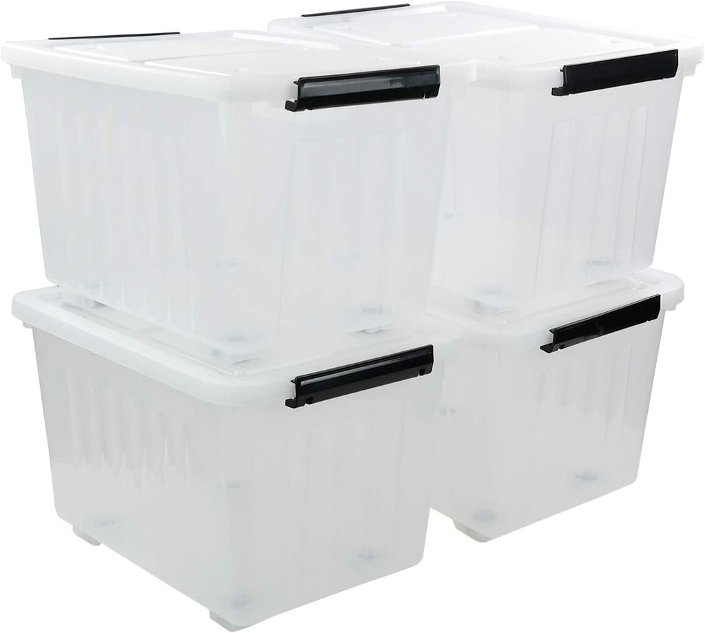 Bringer 70 Qt Latching Plastic Storage Containers with Lids, Clear Large Storage Box with Wheels