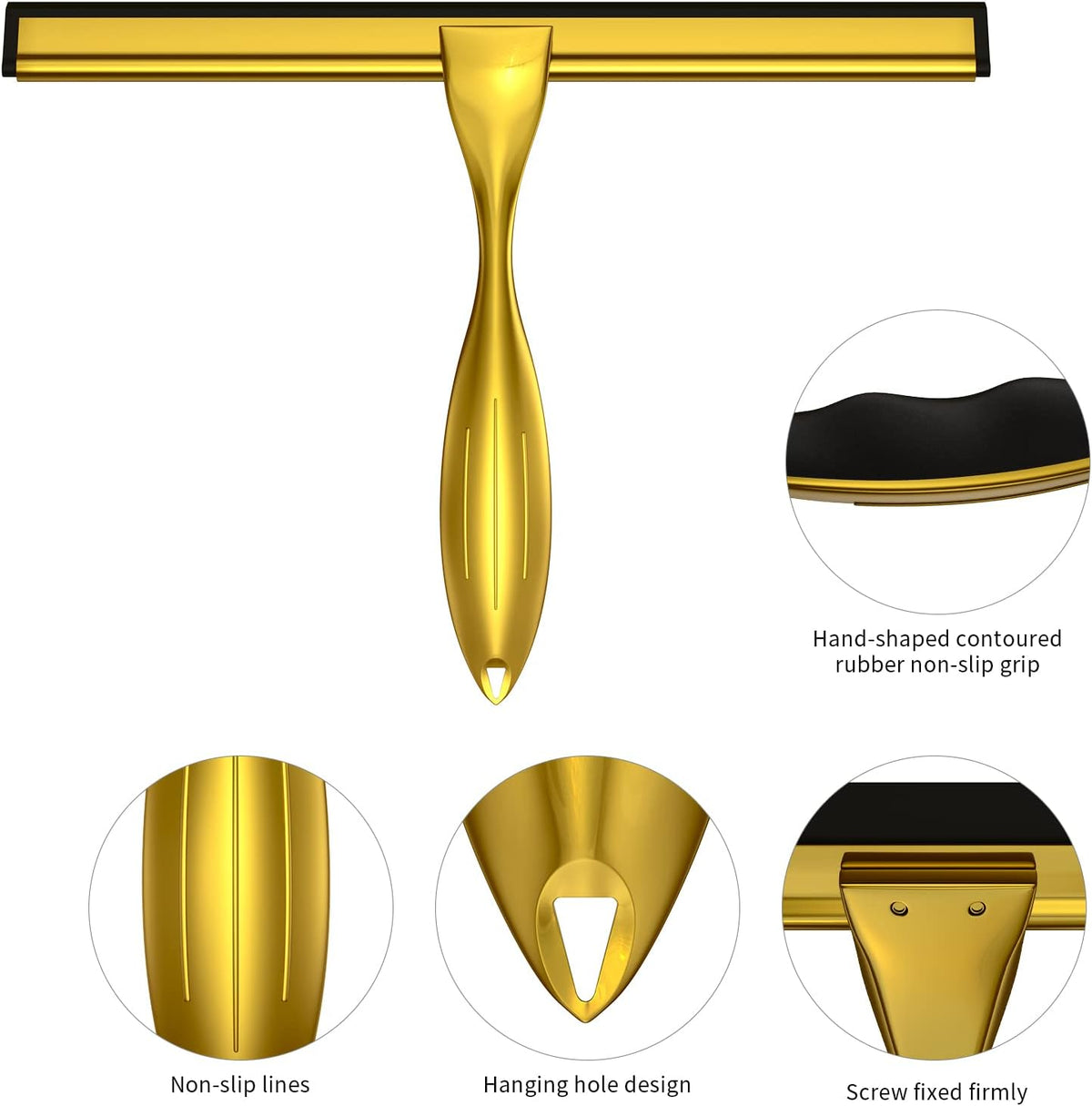 Shower Squeegee for Glass Door 12-Inch Stainless Steel Bathroom Squeegee Window Wiper, with Shower