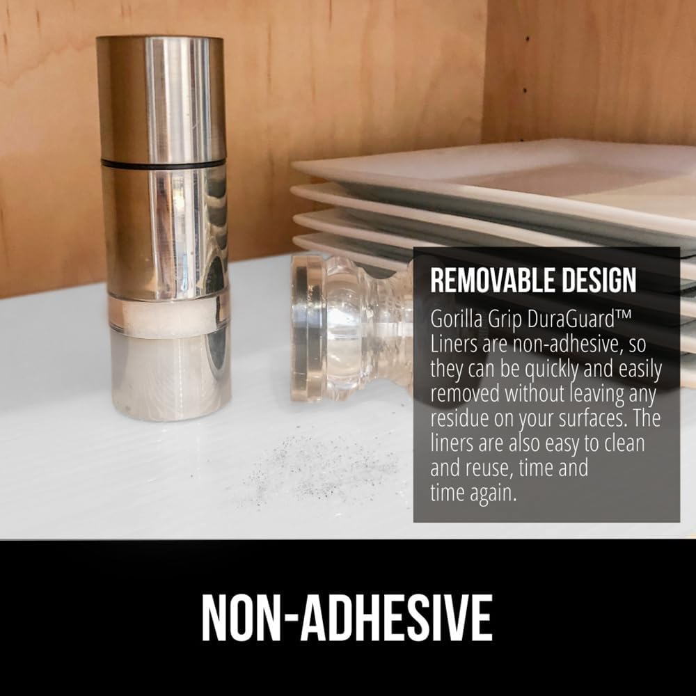 GORILLA GRIP DuraGuard Shelf Liner, Non-Adhesive Cabinet Liners for Kitchen Drawers, Shelves