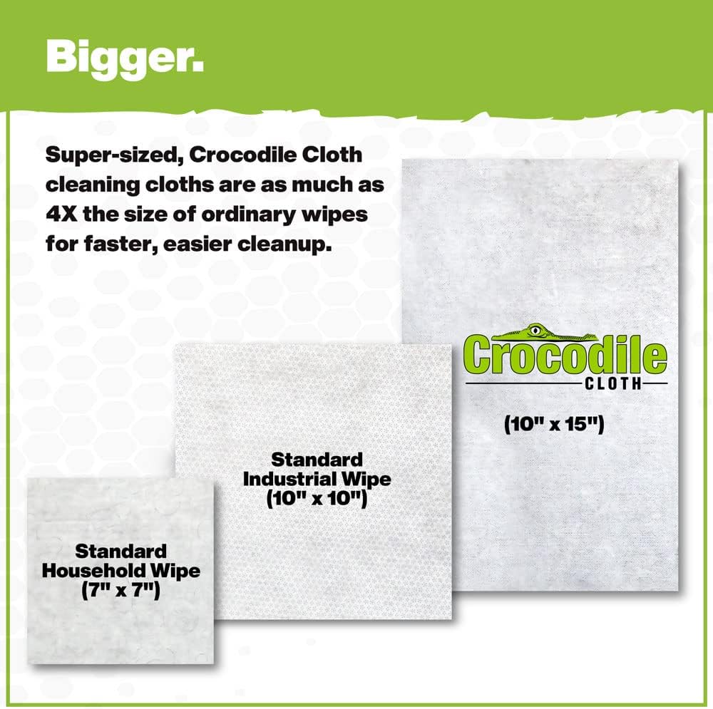 Crocodile Cloth Original Cleaning Wipes, 600 Count (6 Packs of 100) – Heavy-Duty 15” x 10”