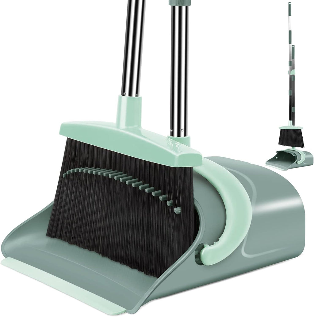 Broom and Dustpan Set for Home, Dust pan with Long Handle, Broom with Dustpan Combo Set, for Home